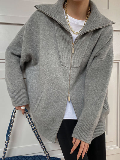 Übergroße Strickjacke mit offenem Kragen