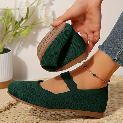 Damen Ballerinas | Mary Jane Design | Ultraweicher Stoff | Rutschfeste Sohle