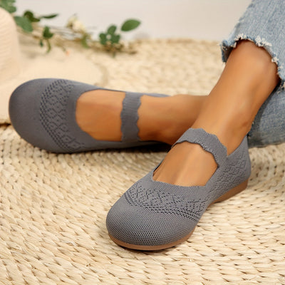Damen Ballerinas | Mary Jane Design | Ultraweicher Stoff | Rutschfeste Sohle