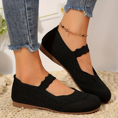 Damen Ballerinas | Mary Jane Design | Ultraweicher Stoff | Rutschfeste Sohle