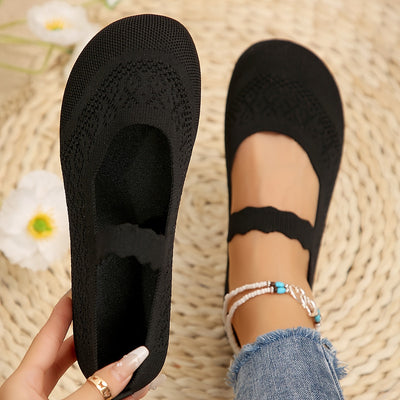 Damen Ballerinas | Mary Jane Design | Ultraweicher Stoff | Rutschfeste Sohle
