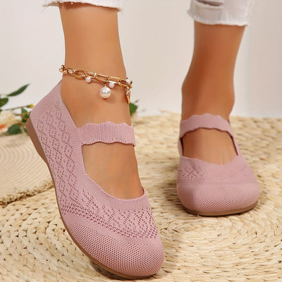 Damen Ballerinas | Mary Jane Design | Ultraweicher Stoff | Rutschfeste Sohle