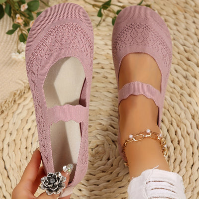 Damen Ballerinas | Mary Jane Design | Ultraweicher Stoff | Rutschfeste Sohle