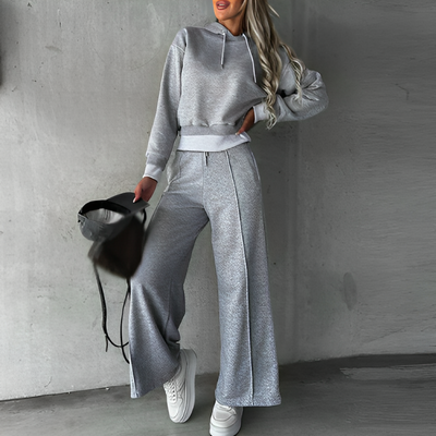 Kapuzenpulli mit weitem Bein Damenhosenset