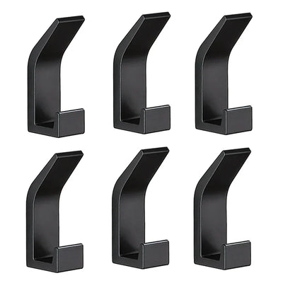 Wandhaken - Aus solidem Aluminium - Schwarz - Mit Badezimmerkleber - Für Badezimmer und Wohnzimmer - 7x3cm