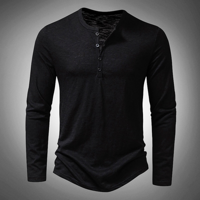 Vincenzo Henley-Shirt mit langen Ärmeln