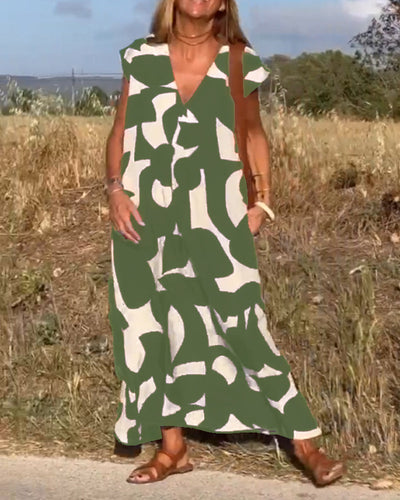 Stéphanie - Printed dress with V-neck