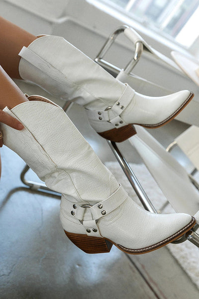 Damen Cowboystiefel Leder Elegant Western Stil