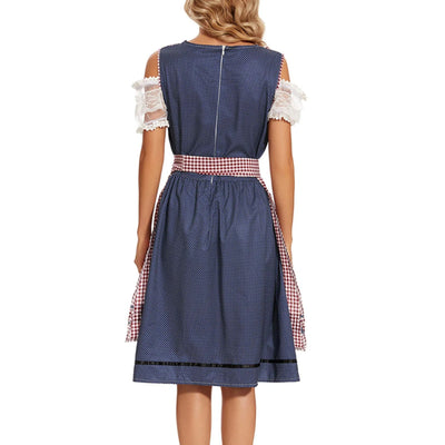 Damen Dirndlkleid Baumwolle Traditionell Modernes Karomuster