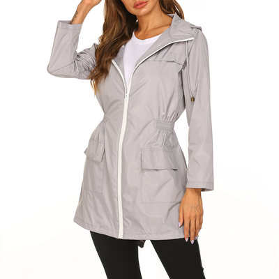 Damen Regenjacke Lang Wasserdicht mit Kapuze für Wetterfesten Stil