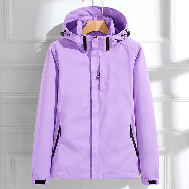 Damen Regenjacke Wasserdicht Atmungsaktiv Elegant mit Kapuze