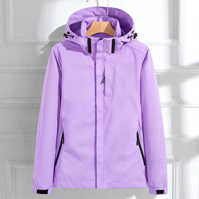 Damen Regenjacke Wasserdicht Atmungsaktiv Elegant mit Kapuze