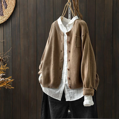 Damen Strickjacke Baumwolle Übergröße Komfortabel und Lässig