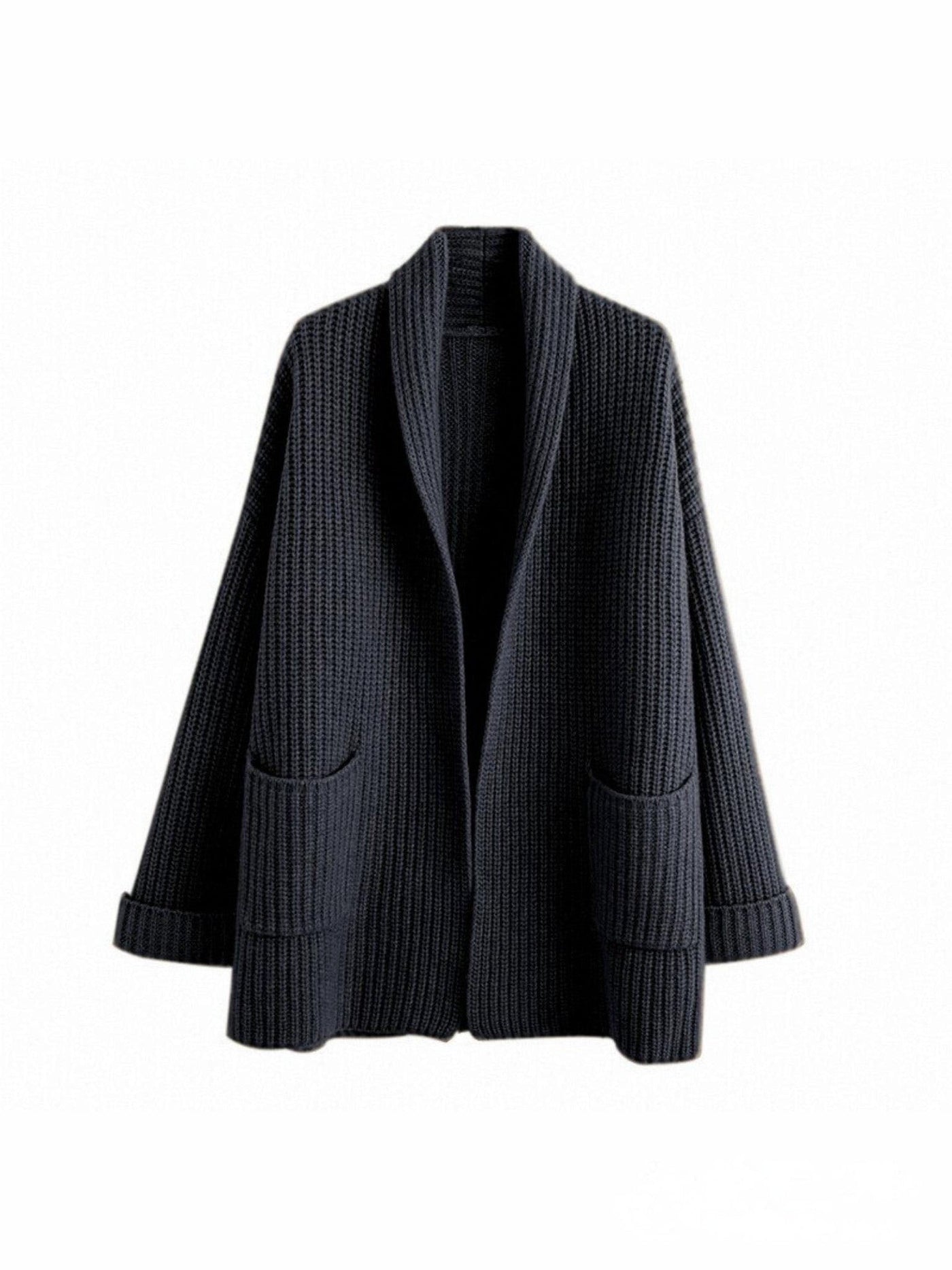 Damen Strickjacke Lang Baumwolle Oversize V-Ausschnitt