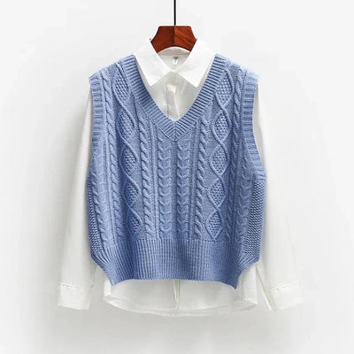 Damen Strickweste Baumwolle Ärmellose Lange Strickwesten