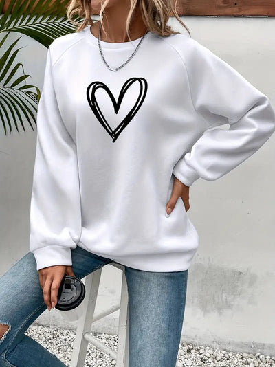 Damen Sweatshirt Baumwolle Herzmotiv
