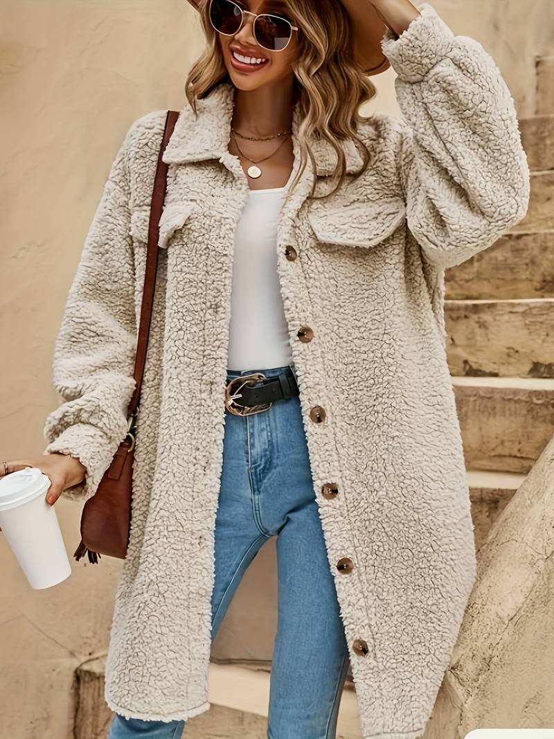 Damen Teddy-Mantel Oversized Flauschig Winter