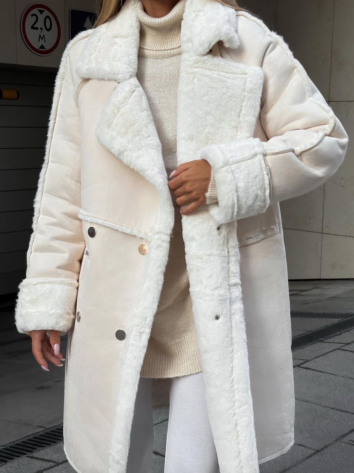 Damen Teddy Mantel Hochwertiger Teddy-Stoff Elegante Silhouette Winter Mäntel Damen