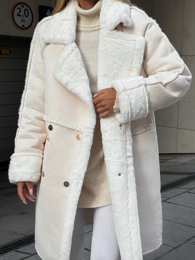 Damen Teddy Mantel Hochwertiger Teddy-Stoff Elegante Silhouette Winter Mäntel Damen