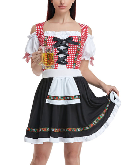 Damen Trachtenkleid Baumwolle Klassisch mit Bluse und Schürze