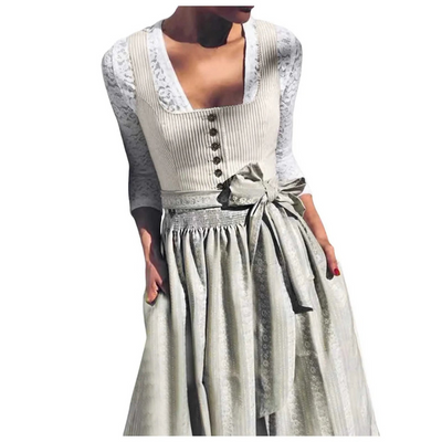 Damen Trachtenkleid Trachtenstoff mit ¾-Ärmeln und Eckigem Ausschnitt
