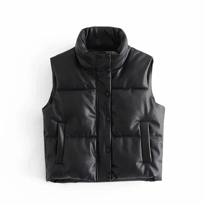 Damen Weste Kurz Stehkragen Elegante Mode aus Hochwertigem Stoff