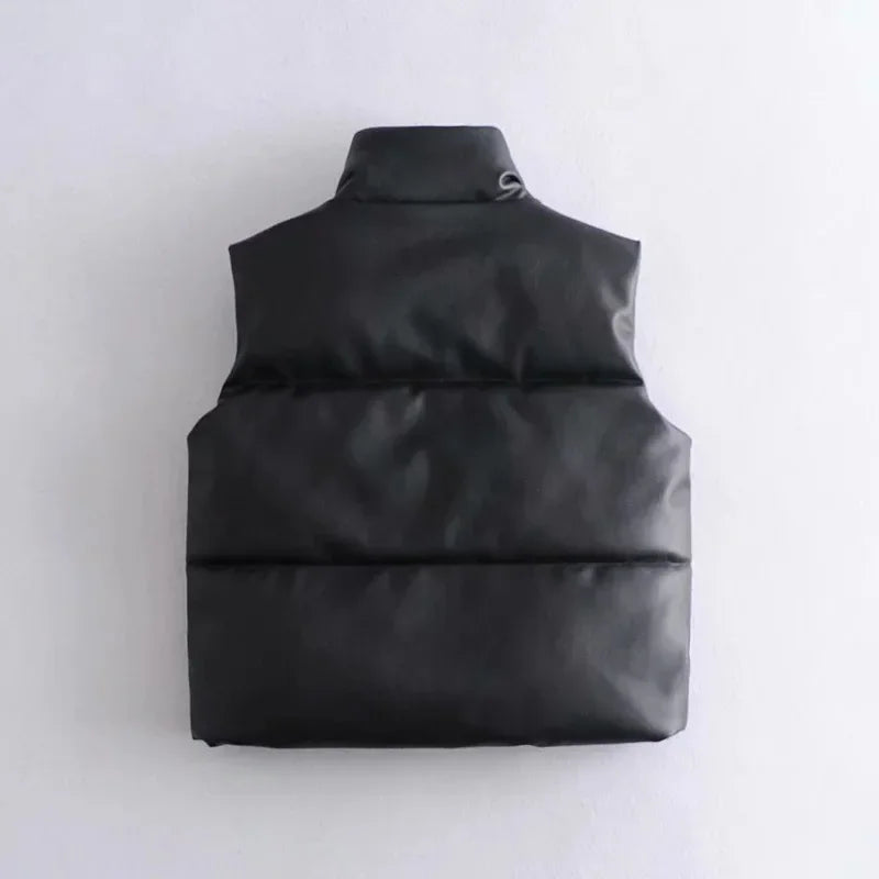 Damen Weste Kurz Stehkragen Elegante Mode aus Hochwertigem Stoff
