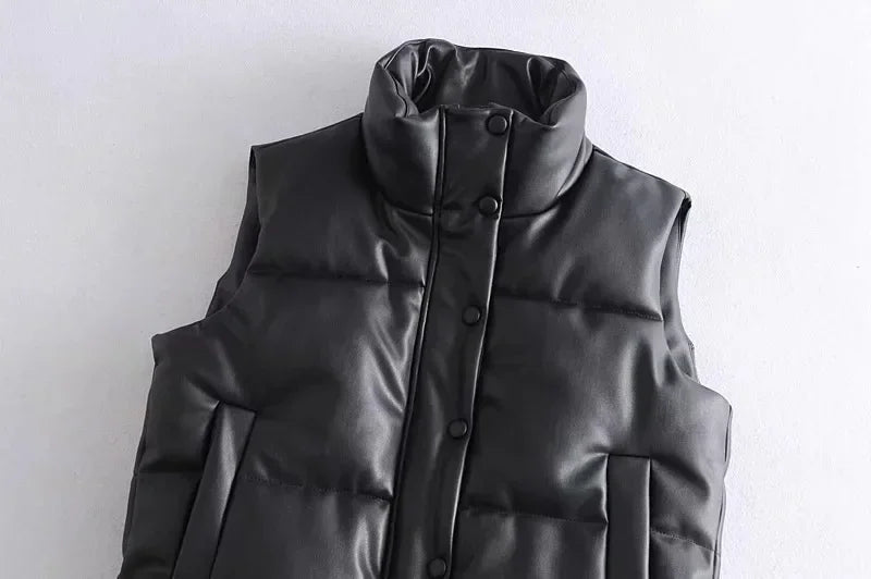 Damen Weste Kurz Stehkragen Elegante Mode aus Hochwertigem Stoff
