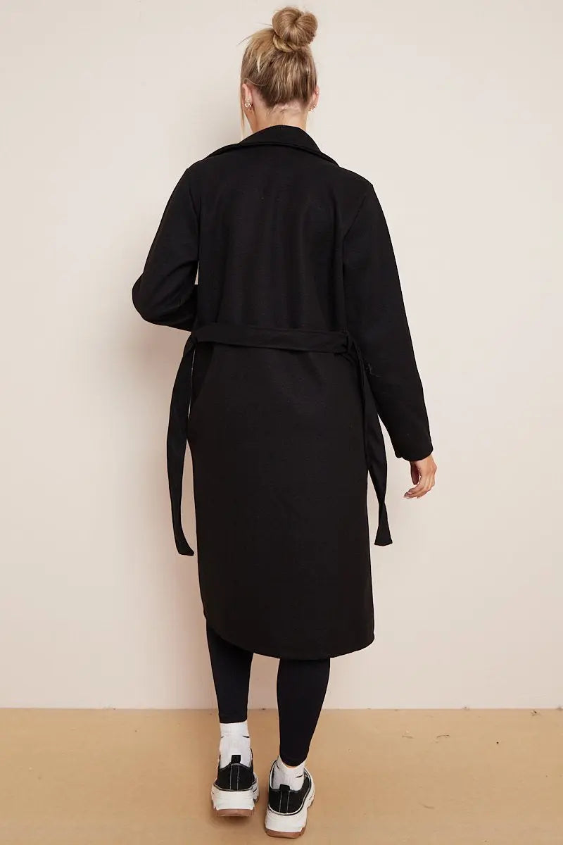 Damen Wollmantel mit Gürtel 100% Wolle Elegant Winter Stil