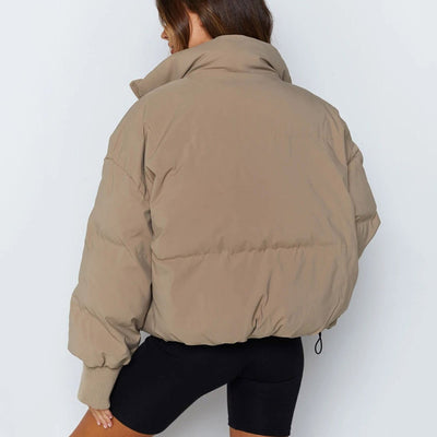 Damenjacke Cropped Pufferjacke Polyester Stehkragen