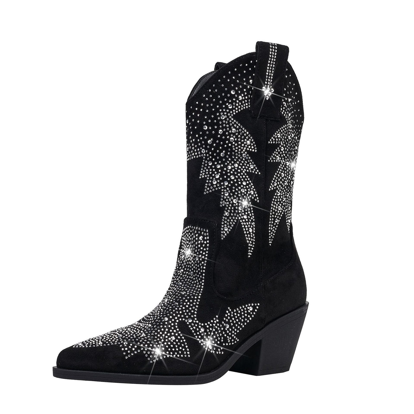 Damenstiefel Wildleder Elegant Mittlere Wadenhöhe mit Strassverzierungen