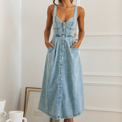 Valeska | Stilvolles Denim-Knopfleisten-Kleid