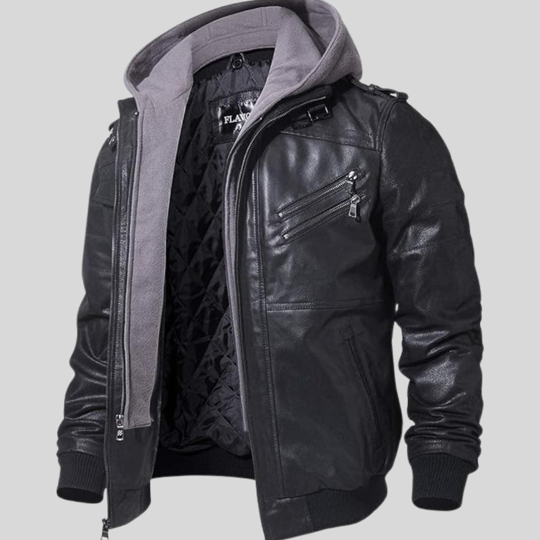 FLAVOR HOLLYWOOD™ | LEDERJACKE MIT ABNEHMBAREM KAPUZE