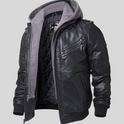 FLAVOR HOLLYWOOD™ | LEDERJACKE MIT ABNEHMBAREM KAPUZE