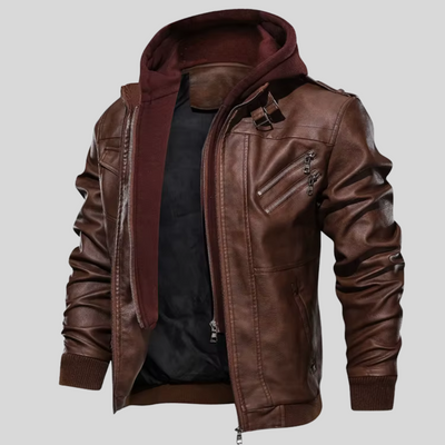 BARI™ | LEDERJACKE MIT ABNEHMBARER KAPUZE