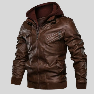 BARI™ | LEDERJACKE MIT ABNEHMBARER KAPUZE