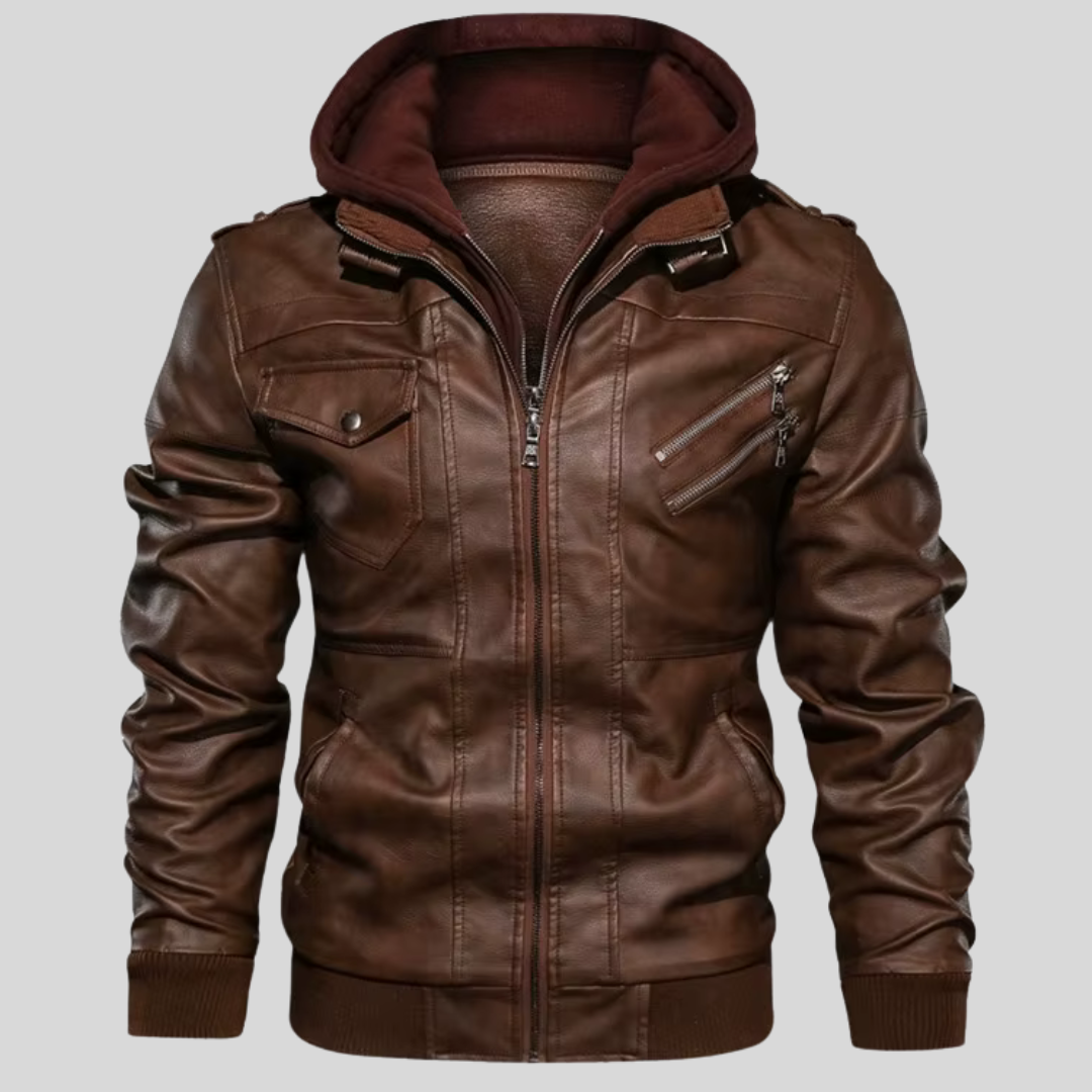 BARI™ | LEDERJACKE MIT ABNEHMBARER KAPUZE