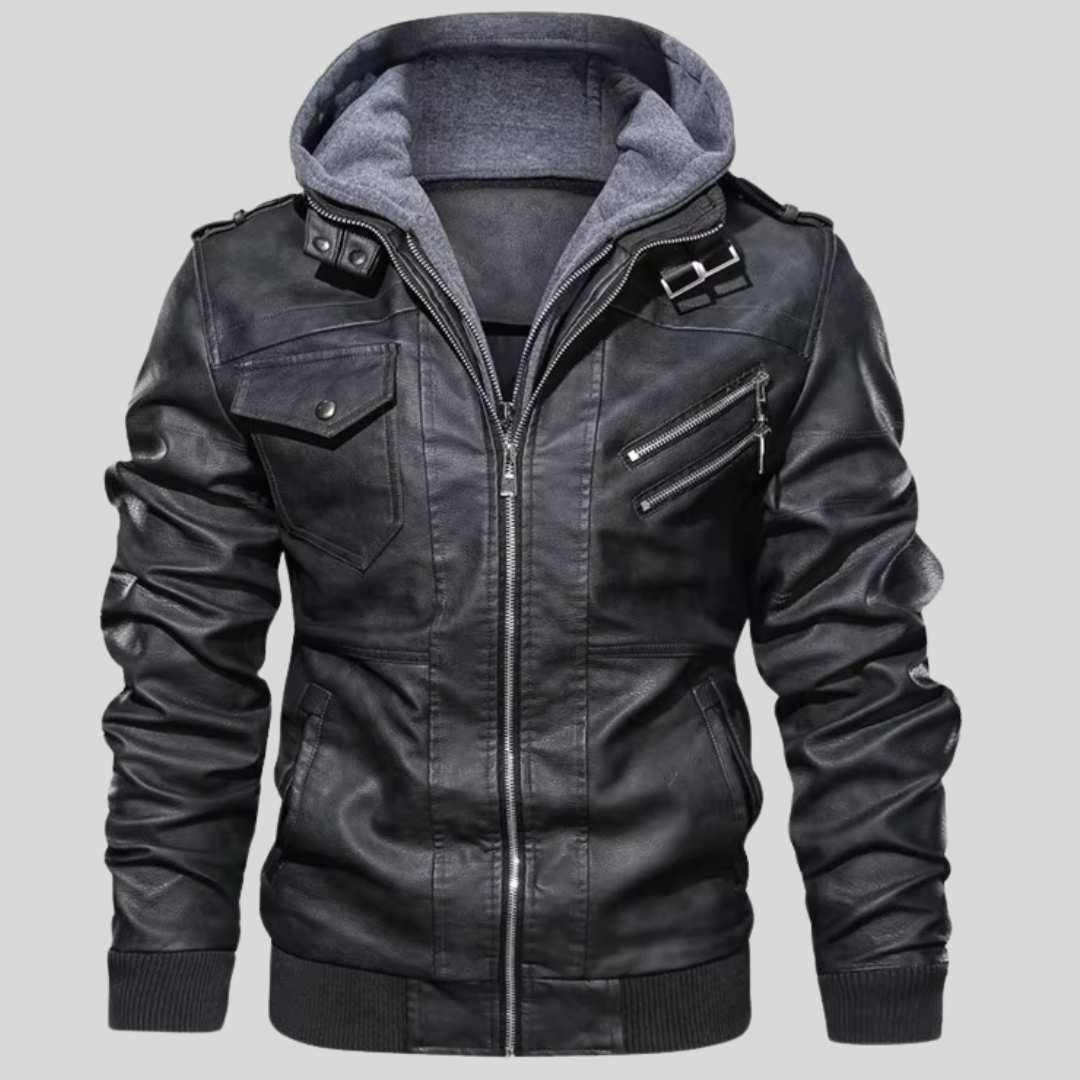 BARI™ | LEDERJACKE MIT ABNEHMBARER KAPUZE