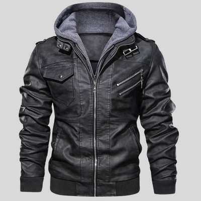 BARI™ | LEDERJACKE MIT ABNEHMBARER KAPUZE