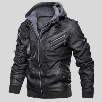 BARI™ | LEDERJACKE MIT ABNEHMBARER KAPUZE