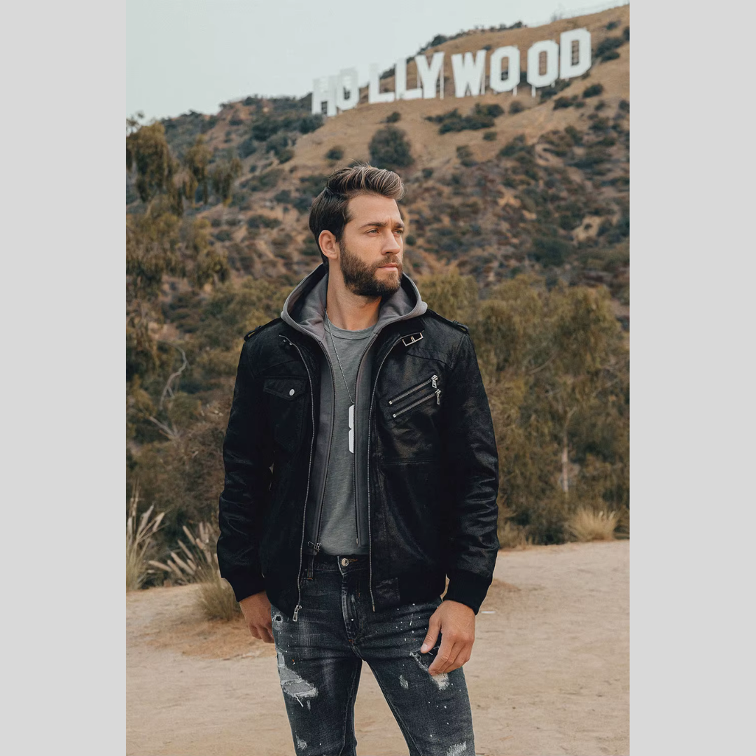 FLAVOR HOLLYWOOD™ | LEDERJACKE MIT ABNEHMBAREM KAPUZE
