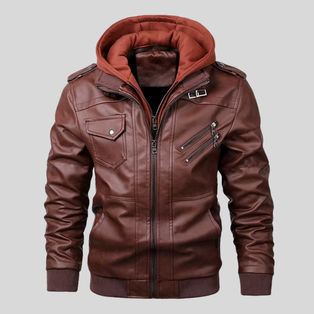BARI™ | LEDERJACKE MIT ABNEHMBARER KAPUZE