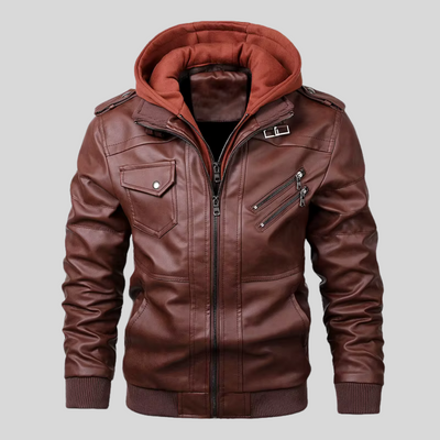 BARI™ | LEDERJACKE MIT ABNEHMBARER KAPUZE