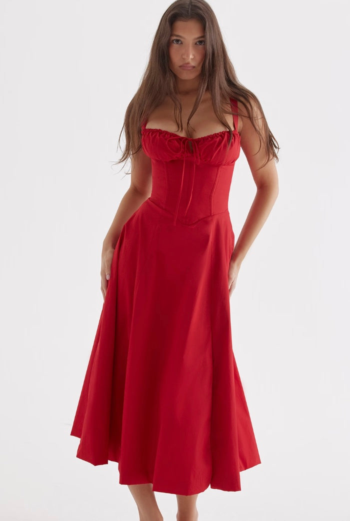 Elegantes Damen Sommerkleid – A-Linie, Midi, Schlitz