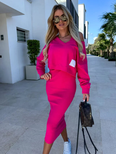 Laurine – Lässiges Ensemble Kleid & Sweatshirt