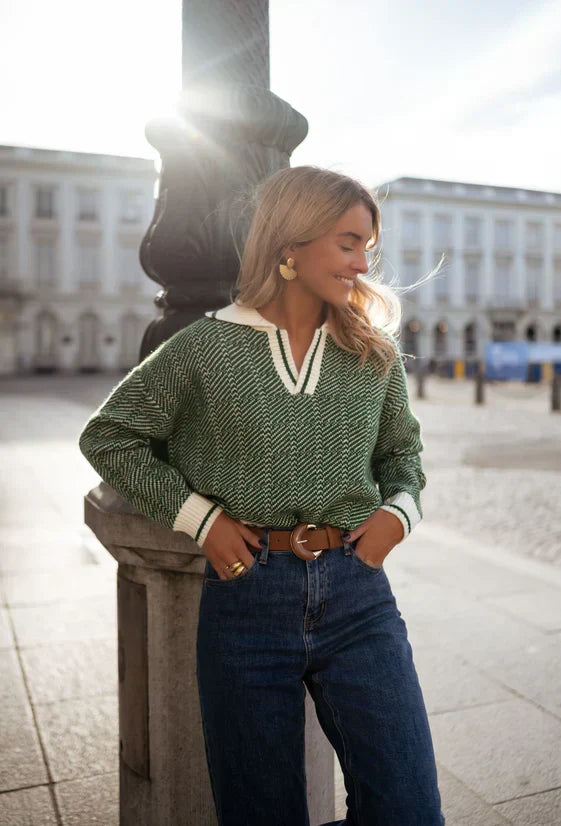 EMILIA™ | DER GRÜNE V-AUSSCHNITT-PULLOVER