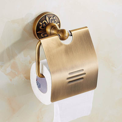 Antikes Bronze Badezimmerzubehör Set – Handtuchhalter, Toilettenpapierhalter, Bürstenhalter | Platzsparende Aluminium Badaccessoires