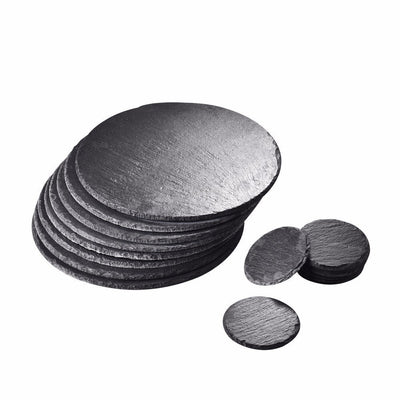 16 PCS Runde Naturschiefer-Untersetzer und Tischsets