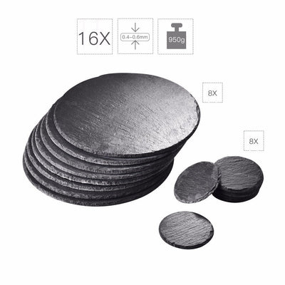 16 PCS Runde Naturschiefer-Untersetzer und Tischsets