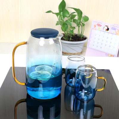Blau Ombre Glas Krug Set